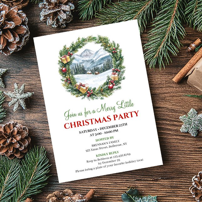 Trendy Watercolor Christmas Scene Printable Invite (Trendy Watercolor Christmas Scene Printable Invite)