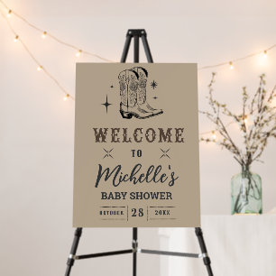 Trendy Watercolor Cowgirl Baby Shower Welcome Sign