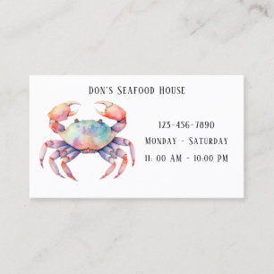 Trendy Watercolor Crab Company / Restaurant Business Card