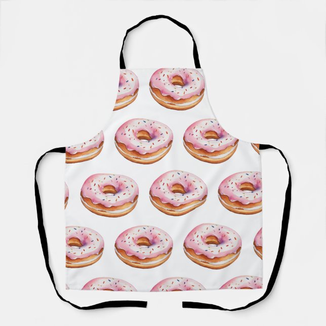 Trendy Watercolor Donut Pattern  Apron (Front)