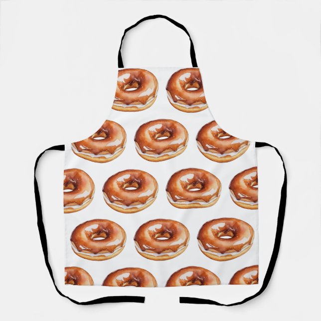 Trendy Watercolor Donut Pattern  Apron (Front)
