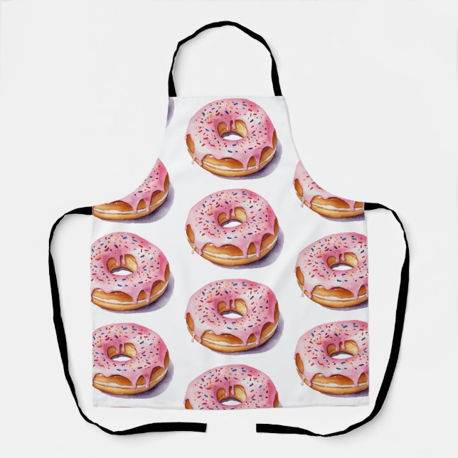 Trendy Watercolor Donut Pattern  Apron (Front)