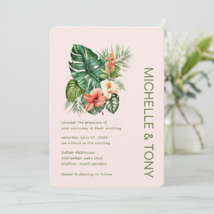 Trendy Watercolor Floral Botanical Wedding  Invitation