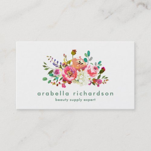 Trendy Watercolor Floral Business Card