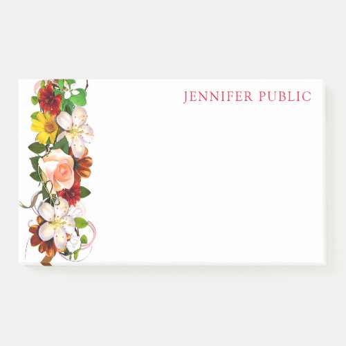 Trendy Watercolor Floral Modern Template Flowers Post_it Notes