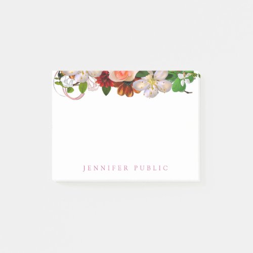 Trendy Watercolor Floral Stylish Modern Template Post_it Notes