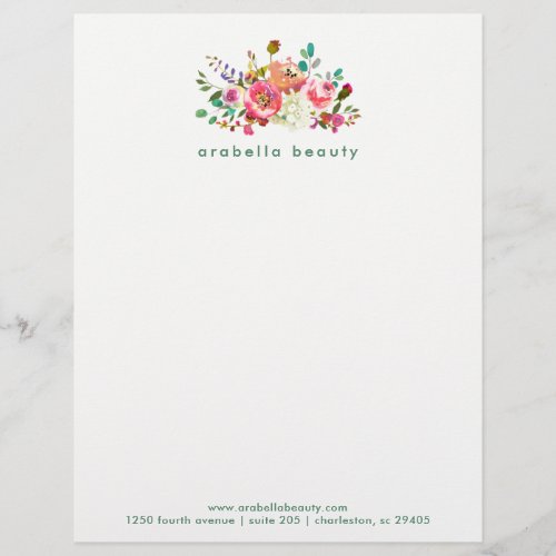 Trendy Watercolor Floral with Business Name Letterhead