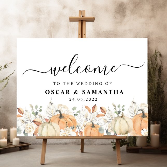 Trendy Watercolor Flowers & Pumpkins Autumn  Foam Board (Creator Uploaded)