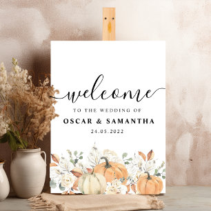 Trendy Watercolor Flowers & Pumpkins Autumn Foam Board
