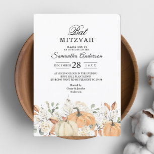 Trendy Watercolor Flowers & Pumpkins Autumn Invitation