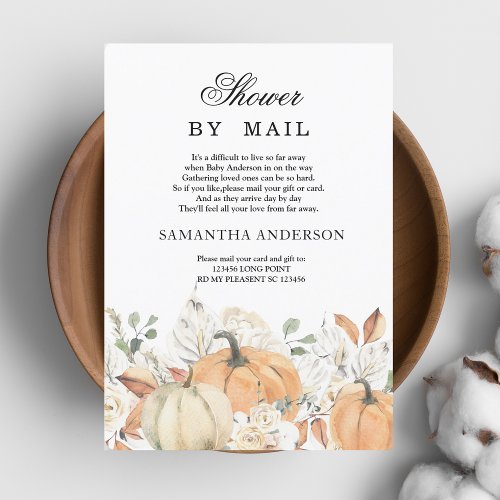 Trendy Watercolor Flowers  Pumpkins Autumn  Invitation