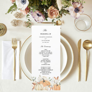 Trendy Watercolor Flowers & Pumpkins Autumn Menu