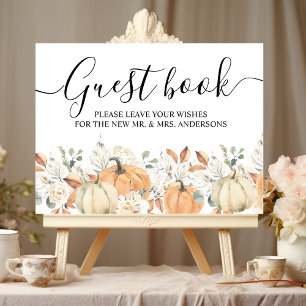 Trendy Watercolor Flowers & Pumpkins Autumn Poster