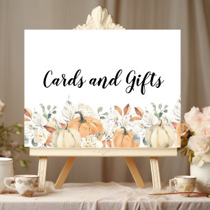 Trendy Watercolor Flowers & Pumpkins Autumn Poster