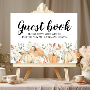 Trendy Watercolor Flowers & Pumpkins Autumn Poster