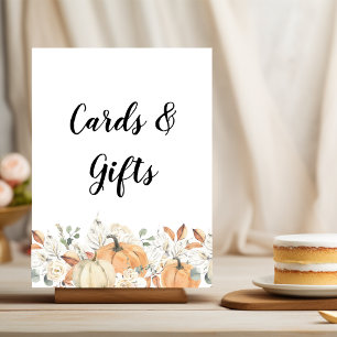 Trendy Watercolor Flowers & Pumpkins Autumn Poster