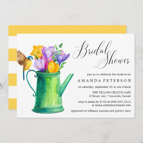 Trendy Watercolor Flowers wedding Bridal Shower Invitation