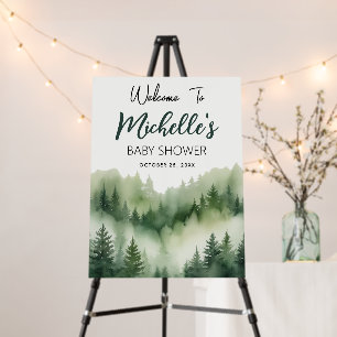 Trendy Watercolor Forest Baby Shower Welcome Sign