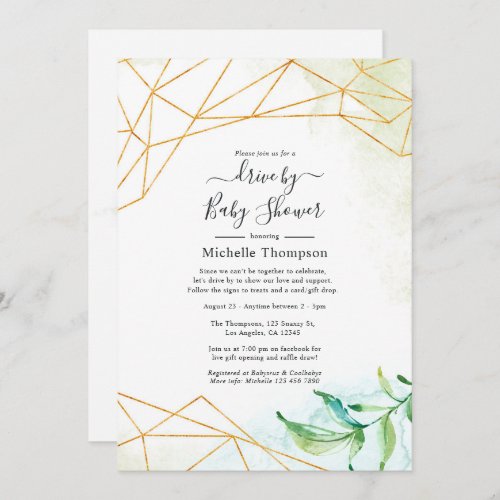 Trendy Watercolor Geometric Drive By Shower Invitation