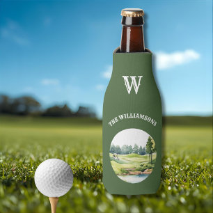 Trendy Watercolor Golf Oriented Course Cart Bottle Cooler