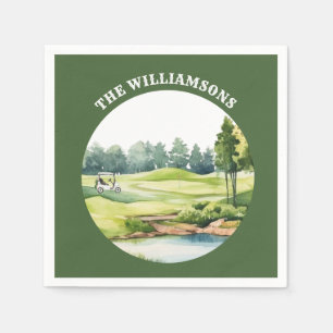 Trendy Watercolor Golf Oriented Course Cart Napkins