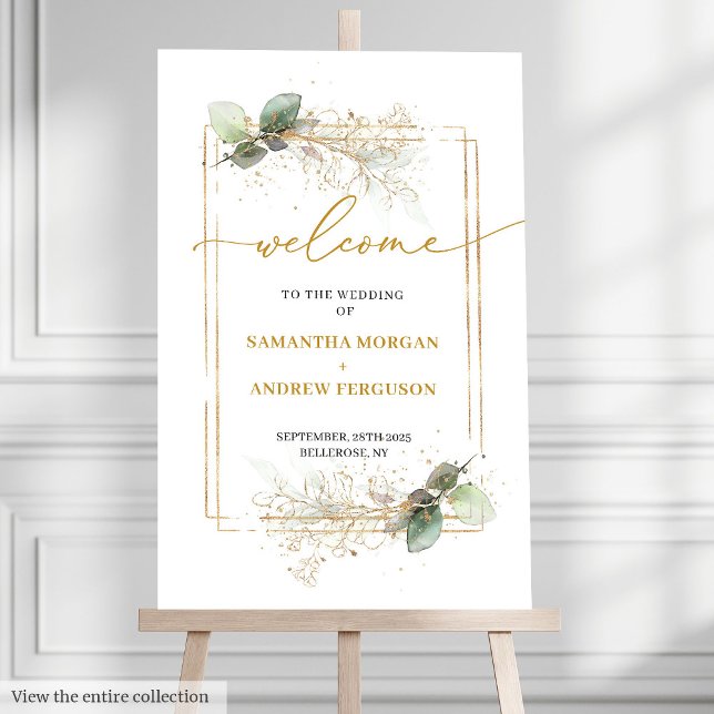 Trendy Watercolor Greenery Wedding Welcome Sign (Trendy Watercolor Greenery Wedding Welcome Sign

)
