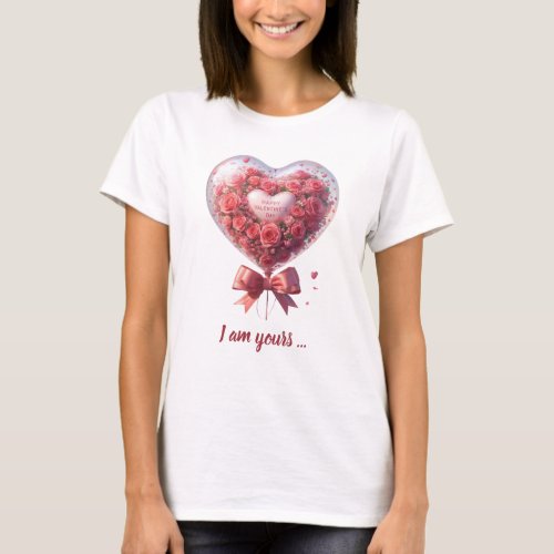 Trendy watercolor heart_shaped balloon with roses T_Shirt