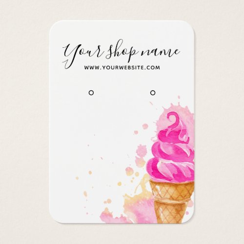 Trendy watercolor ice cream earring display card