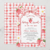 Trendy Watercolor Meadow Strawberry Baby Shower
