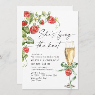 Trendy Watercolor Meadow Strawberry Bridal Shower Invitation