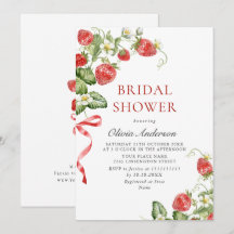 Trendy Watercolor Meadow Strawberry Bridal Shower