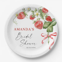 Trendy Watercolor Meadow Strawberry Bridal Shower