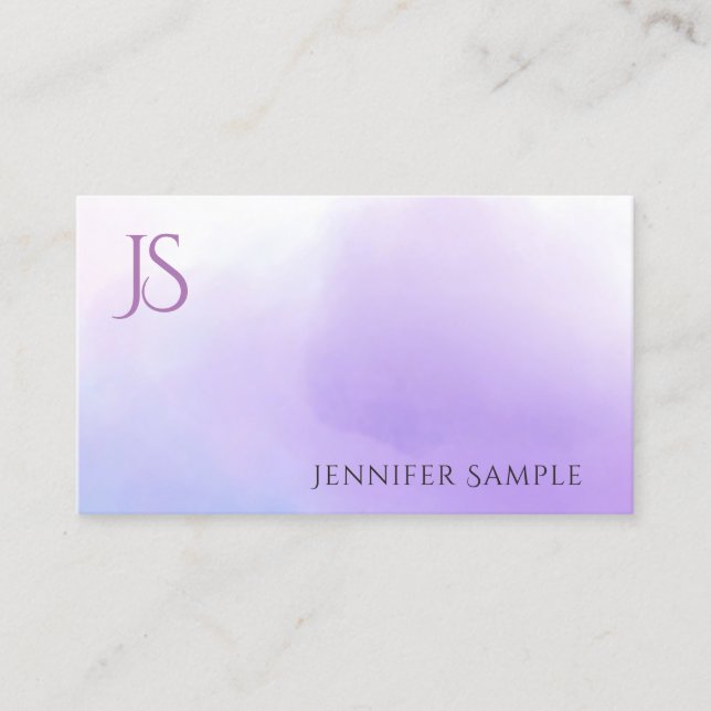 Trendy Watercolor Monogram Simple Modern Template Business Card (Front)