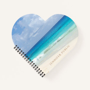 Trendy Watercolor Nature Seascape Waves Template Notebook