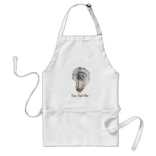 Trendy Watercolor Nautical Oyster Personalized Adult Apron