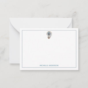 Trendy Watercolor Nautical Oyster Personalized Note Card