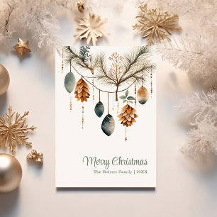 Trendy Watercolor Non Photo Christmas Holiday Card