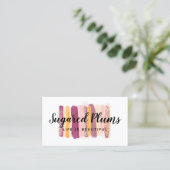 Trendy Watercolor Paint Strokes Plum Purple & Gold Business Card (Standing Front)
