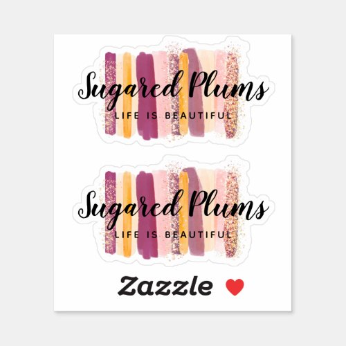 Trendy Watercolor Paint Strokes Plum Purple Logo Sticker