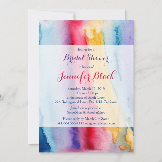 Trendy Watercolor Painting Bridal Shower Invitation (Front)