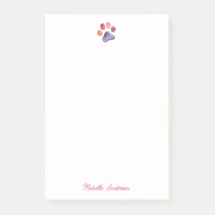 Trendy Watercolor Pet Paw Print Post-it Notes