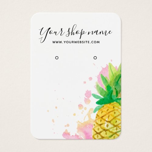 Trendy watercolor pineapple earring display card