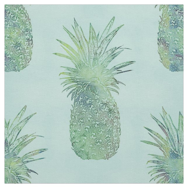 Trendy Watercolor Pineapple Pattern Fabric (Swatch)