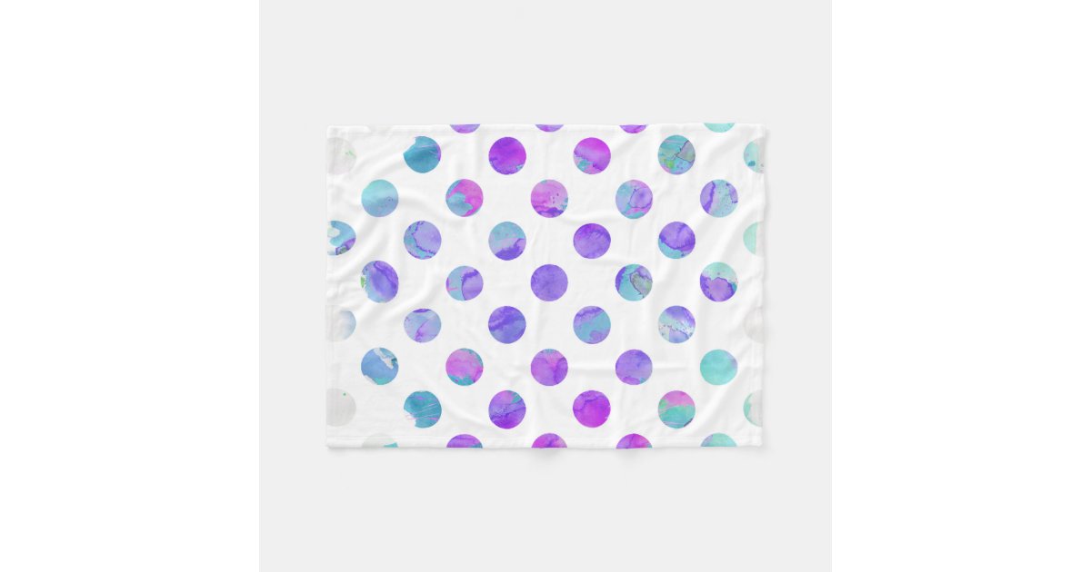 Trendy Watercolor Pink, Aqua, and Purple Polka Dot Fleece ...