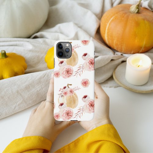 Trendy Watercolor Pumpkin  Flowers  Autumn Fall iPhone 11Pro Max Case