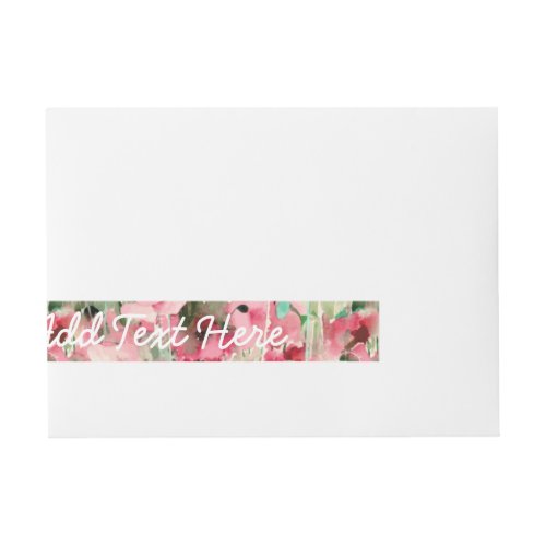 Trendy Watercolor Red and Pink Vintage Floral Wrap Around Address Label