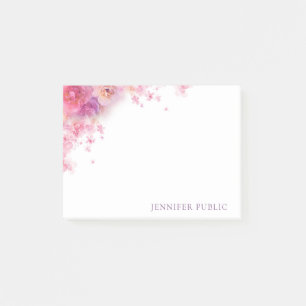 Trendy Watercolor Roses Flowers Elegant Template Post-it Notes