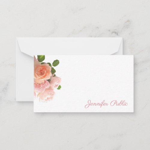 Trendy Watercolor Roses Pastel Colors Handwritten Note Card