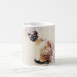 Trendy Watercolor Siamese Cat Coffee Mug