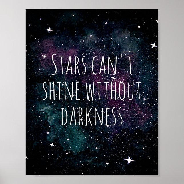 Trendy Watercolor Starry Night Inspirational Quote Poster (Front)